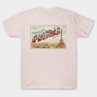Greetings from Paris in France Vintage style retro souvenir T-Shirt